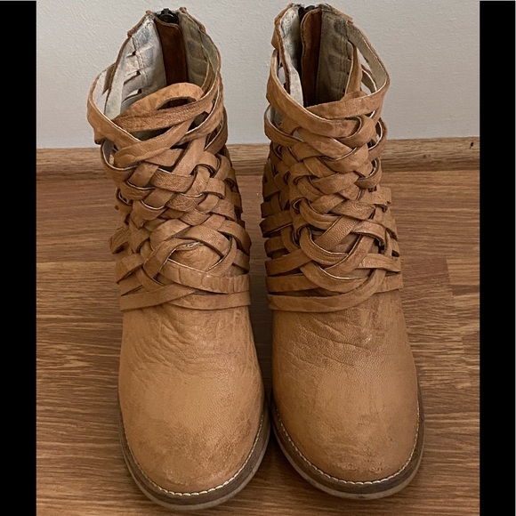 Free People Braided Woven Leather Ankle Boots - Picture 3 of 9